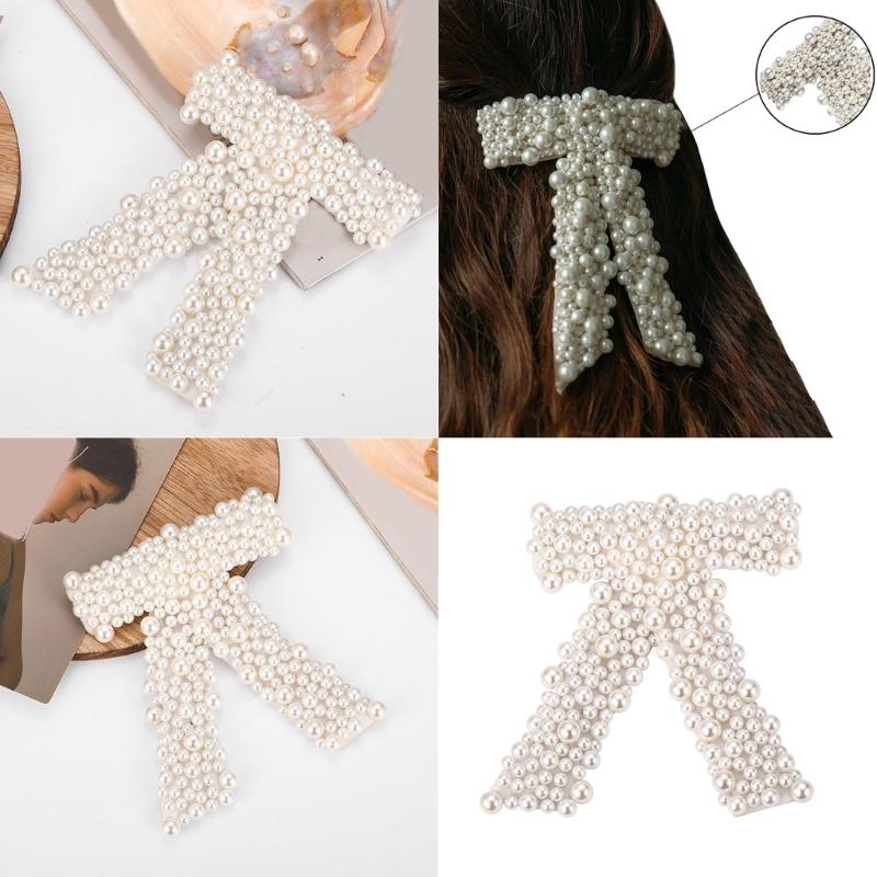 Zarte Perlenbesetzte Geburtstags-Haarspange Elegante Schleife für Mädchen Hochzeitsfeier Foto-Requisiten Kopfschmuck Haarnadel