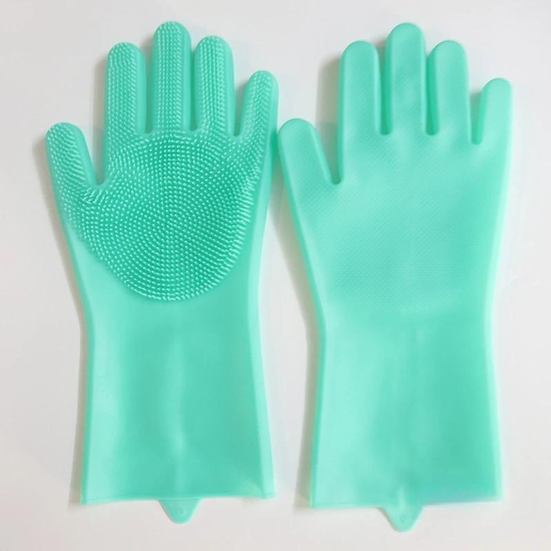 Reusable Silicone Cleaning Gloves w/ Scrubber – Heat Resistant for Kitchen, Bathroom, Car & Pet Care