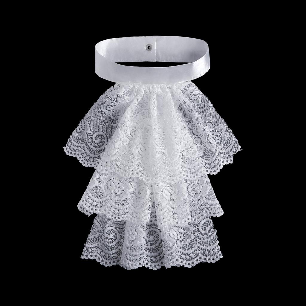 Élégant col de costume victorien en dentelle à volants, col jabot pour fêtes d'Halloween, cosplay, costume de vampire