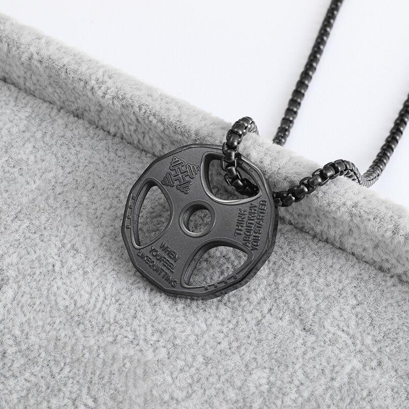 Stainless Steel Weightlifting Dumbbell Pendant Muscle Man Fitness Bodybuilding Barbell Necklace Women Gym Sports Jewelry