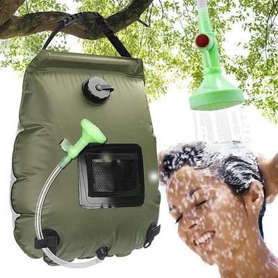 Solarduschtasche 20L Solare Erwärmung Camping-Duschtasche Abnehmbarer Schlauch Ein/Aus-Schaltbarer Duschkopf Tragbare Dusche
