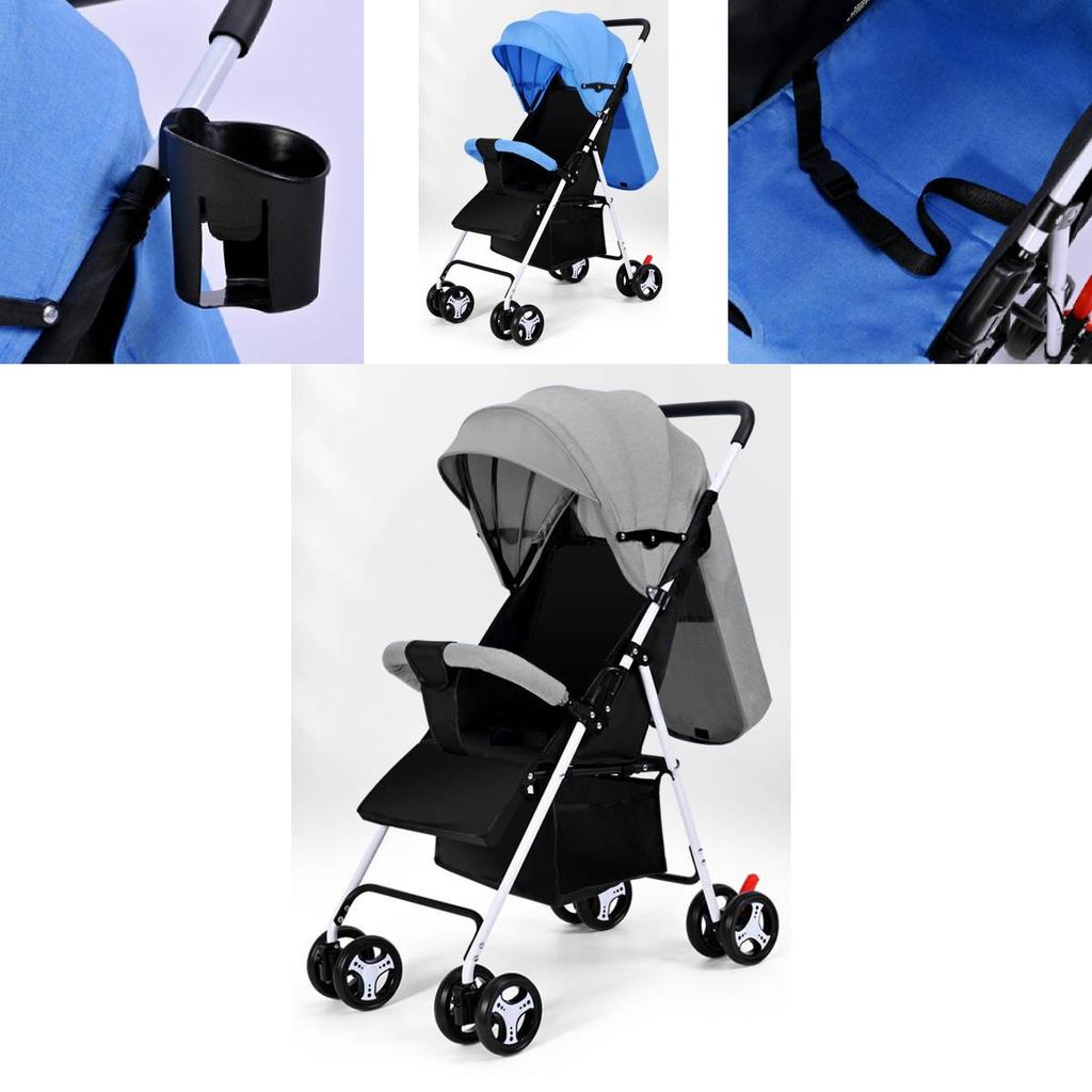 Compact Folding Baby Stroller With Adjustable Backrest Ideal For Infants And Toddlers