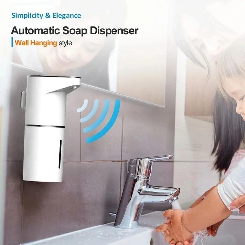 Automatic Foaming Soap Dispenser, 3 Level Adjustable Foam Wall Mount, USB Rechargeable, Touchless Hand & Dish Soap Dispenser