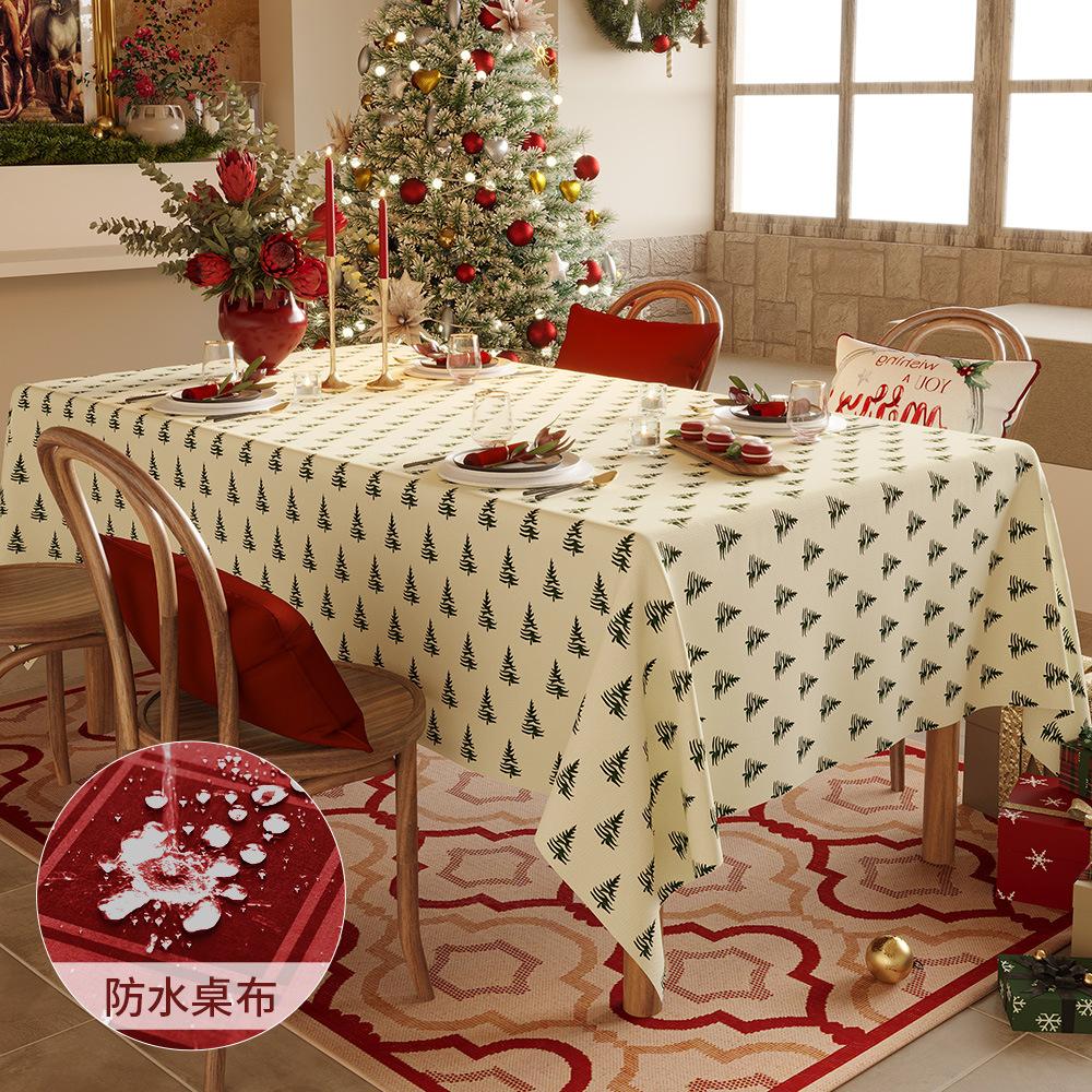 Christmas Waterproof Tablecloth Atmosphere Decorative Dining Table Cloth Dining Table Photo Background Cloth Stall Dirt-Resistant Cloth