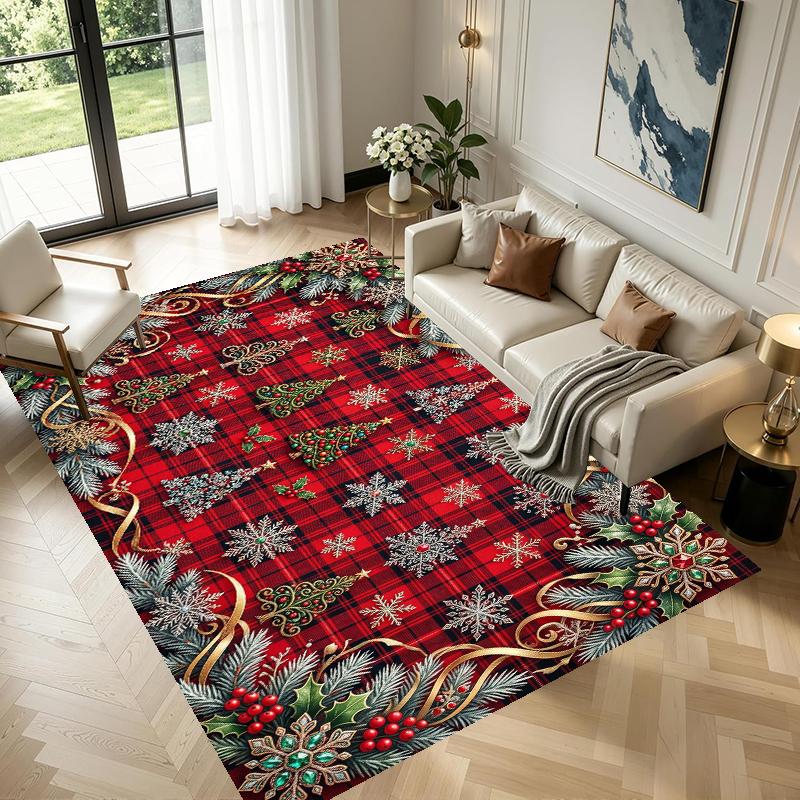 Christmas Pattern Square Area Rug Comfort Indoor Floor Carpet For Home Holiday Gift
