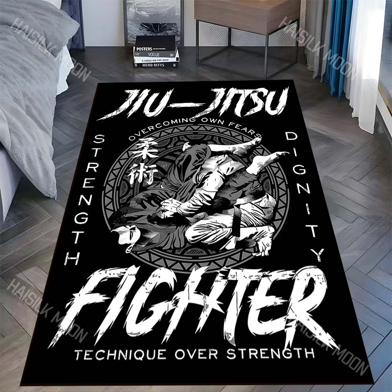 

1PC Jiu Jitsu grappling black and white poster Carpet for Living Room Bedroom Sofa Home Decor Rus Non-slip Floor Mat Luxury Gift 40x60cm