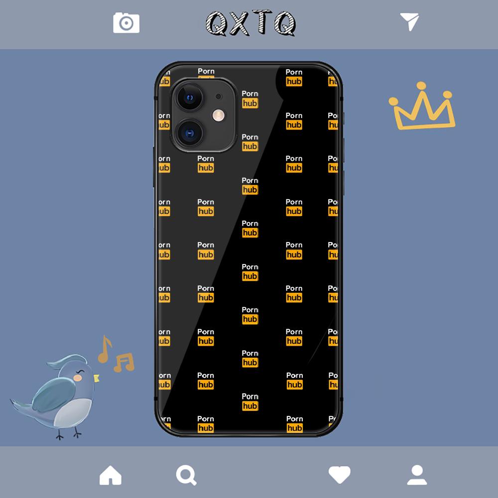 Heißes Porno Logo Hub Hülle für iPhone Samsung Galaxy Redmi Note S 17 16 15 14 13 20 24 25 54 Pro Max Ultra Fe Hartglas-Abdeckung