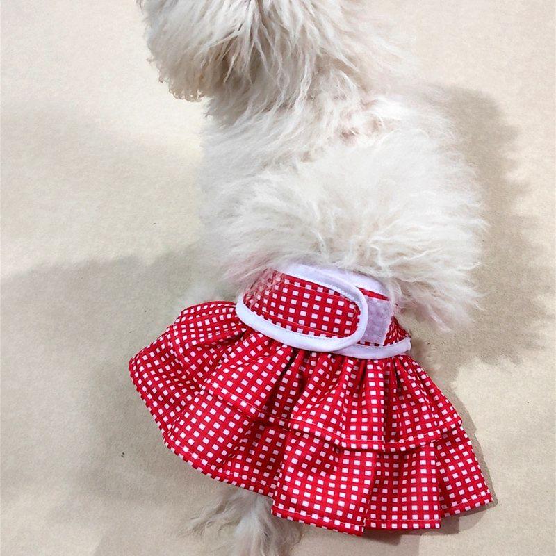 Skirt-style Checkered Style Female Dog Sanitary Pants, Leak-proof, Breathable Menstrual Pants, Anti-harassment Safety Pants