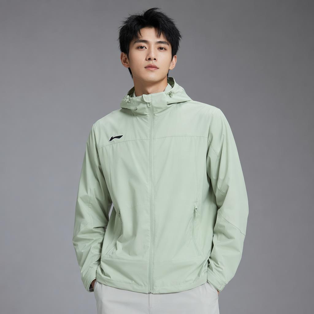 Li-Ning Casual Versatile Loose Comfortable Windbreaker Men Outerwear Water-Gray-Green AFDSC15-3