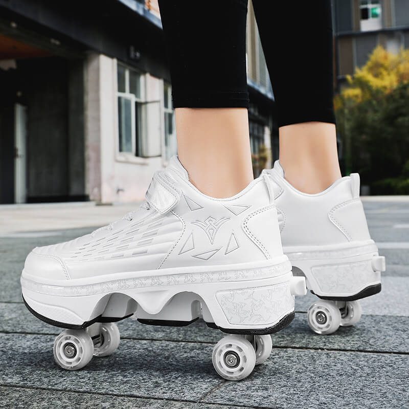 Roller Roller Schuhe 4-Rad Deformationsschuhe Rollschuhe Herren und Damen Erwachsene Ausreißerschuhe Schlittschuhe Schuhe mit Rädern