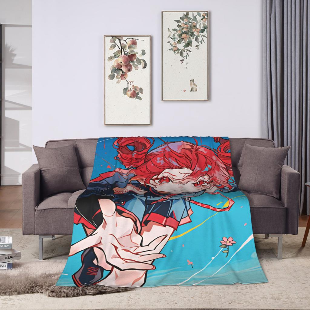 Kasane Teto Character Warm Soft Blanket Kids Plush Throw Blanket Fluffy Living Room Flannel Bedspread Sofa Bed Cover