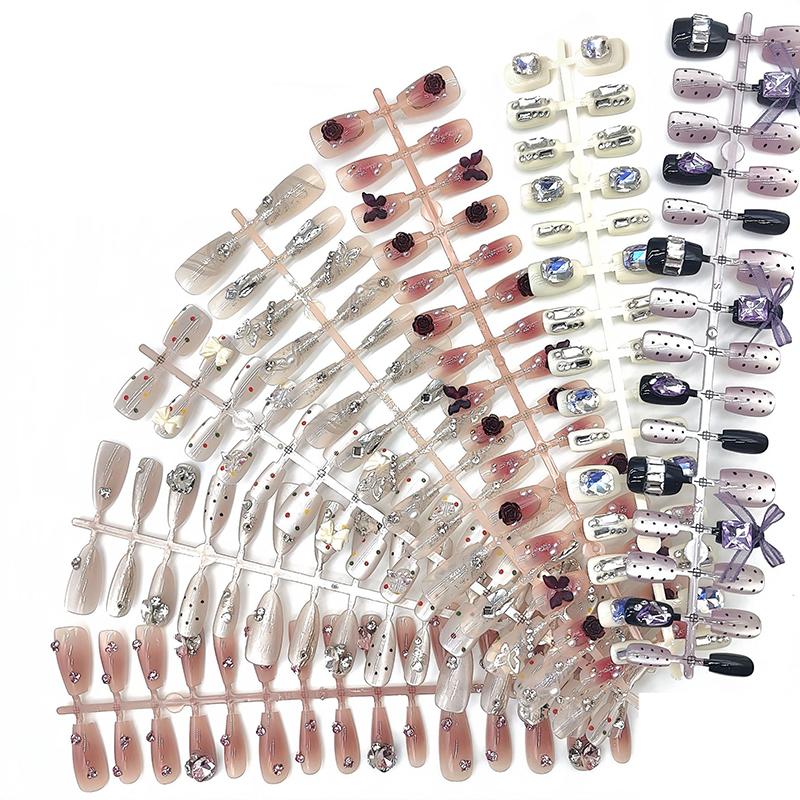 30Pcs Short Square False Nails Cat Paw Petal Design Wearable Fake Nails Simple Artificial Press On Nails Tips Art Decoration