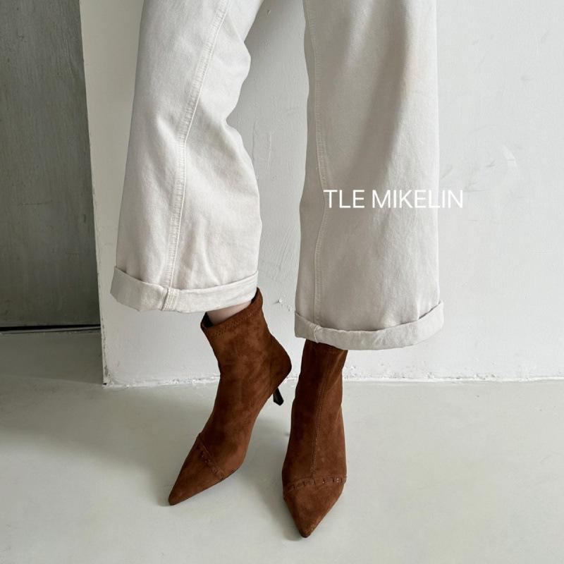Französische spitze genähte kurze Stiefel Damen 2025 Herbst Ärmel elastische dünne Stiefel dünner Absatz Temperament Mode Stiefel und Stiefeletten