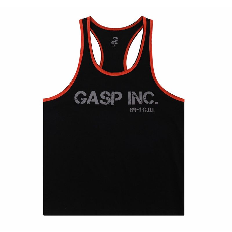Gasp Fitness Bodybuilding Loose Basketball Loose Sling I-Shaped Perspiration Fashion Plus Size Sports Fitness Bodybuilding Vest Black S Size (Weight 65-75kg)