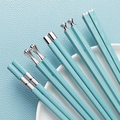 Nuovo blu 5 paia di bacchette cinesi in lega riutilizzabili antimuffa per sushi hot pot, bacchette per uso domestico di qualità alimentare