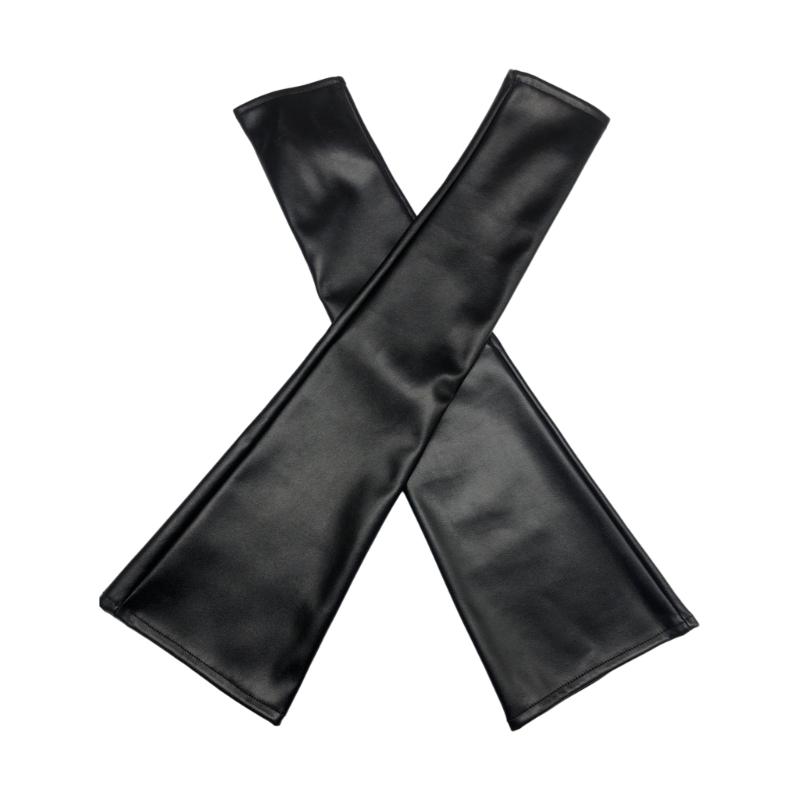 

Black PU Faux Leathers Long Arm Warmer Dress Up Fingerless Gloves Halloween Cosplay Elbow Mitten Dropship чорний