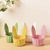 Handwoven Paper Rope Rabbit Ears Storage Basket With Iron Frame For Easter Decoration And Gift Packaging