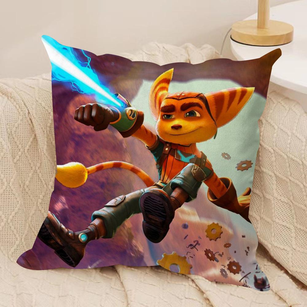 RRatchet N CClank Cushion Cover Silky Short Plush DoubleSided Printed Pillow Case for Sofa All Seasons Home Decor Gift