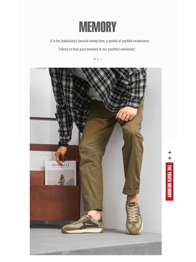 Men's Light Luxury Forrest Gump Retro Shoes - Soft Sole, Lightweight, Breathable Outdoor Casual Sneakers for Autumn & Winter.