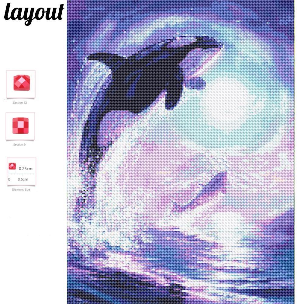 

HUACAN 5D DIY Алмазная картина Кит Животные Вышивка крестом Мозаика Набор Рукоделие 30*40 cm