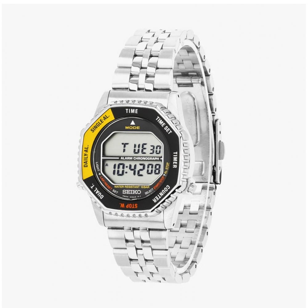 Seiko Чоловічий цифровий годинник-хронограф зі сталевим корпусом і обертовим безелем Smgg17p1