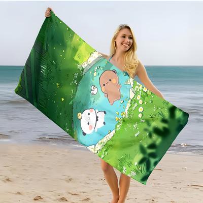 Cute Cartoon Bubu Dudu 1pc Printed Beach Towel, Absorbent & Lightweight for Vacation/Swimming/Yoga/Fitness and Summer Essentials