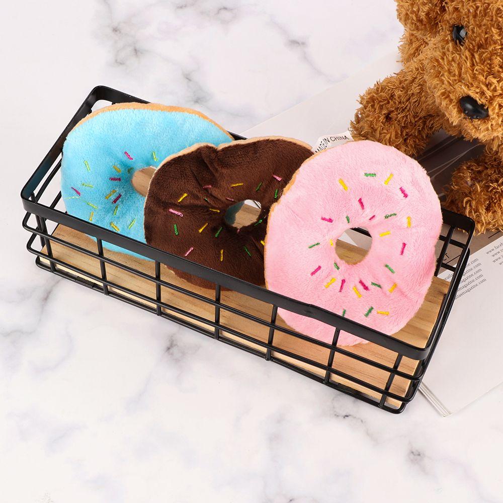 Donut Puppy Chew Toys Dogs Bite Interactive Stuffed Sound Squeaky Toy Pet Supplies