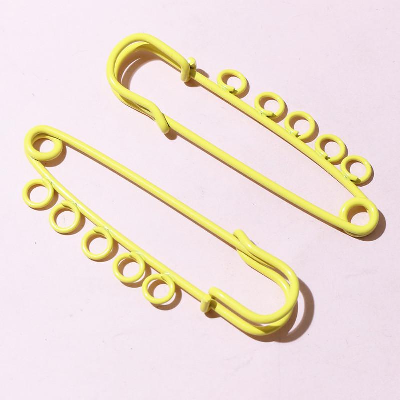10pcs 50x16mm Safety Pins Brooch Metal Sewing Pins Clothes Pins with 3/5 Loops for Tags DIY Crafts Jewelry Making Findings
