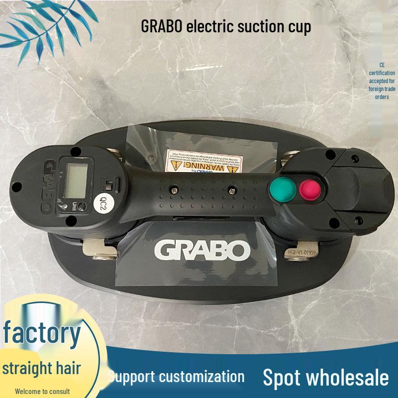 GRABO Pro Electric Vacuum Suction Cup with Display for Quartz Stone and Steel Plate Handling GRABO Basic (1 Battery, 1 Charger)