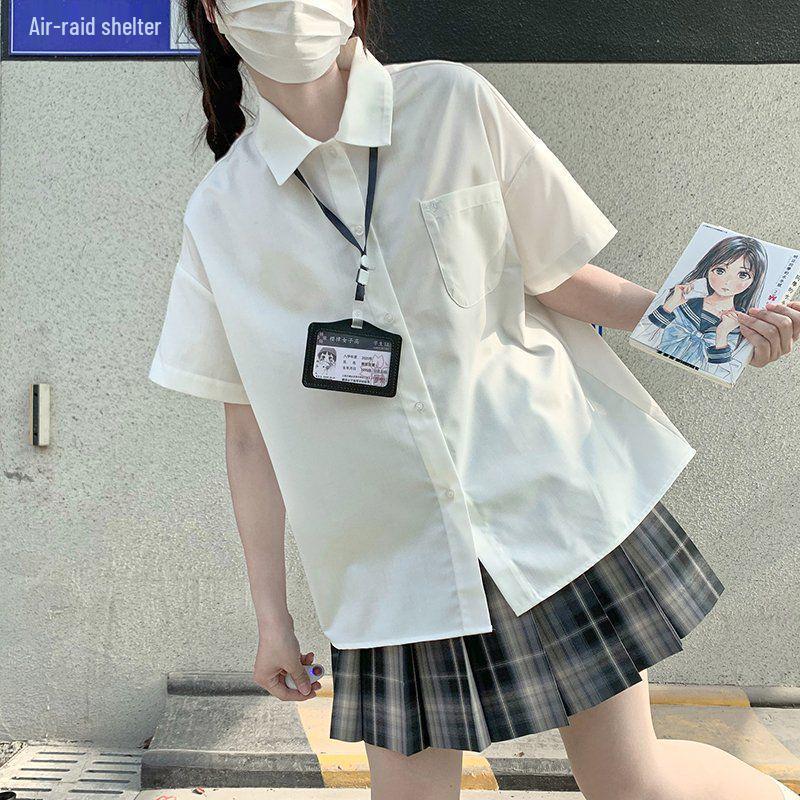 

Authentic JK Japanese Style Plaid Pleated Skirt & White Top Set XL