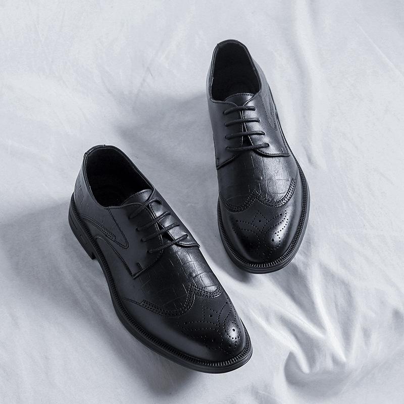 Lace-Up Business Brock Leather Shoes Men'S Engraved Retro Round Head Summer New 3228-R