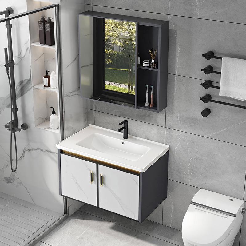 Luxury Space Aluminum Bathroom Vanity with Integrated Ceramic Basin for Compact Spaces