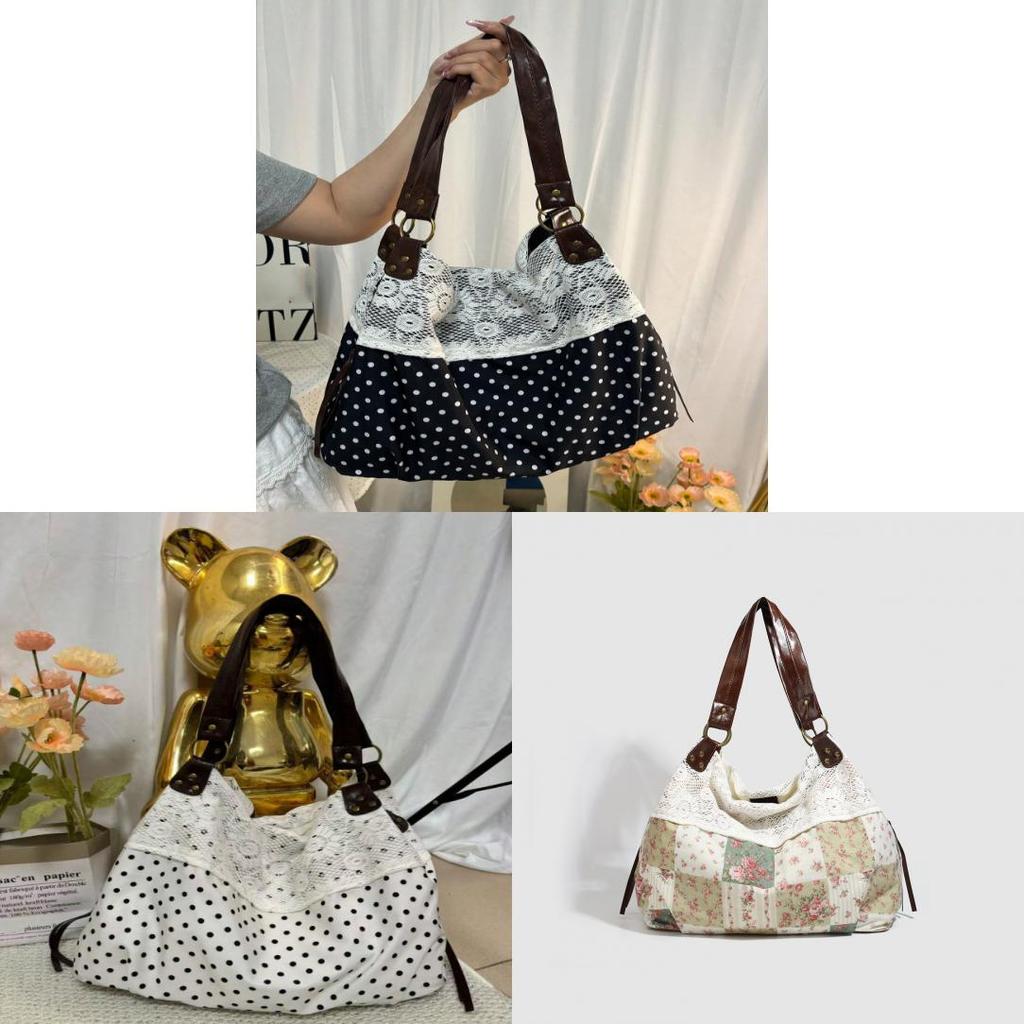 Casual Floral Cotton Patchwork Embroidered Bag For Daily Use With Lock Closure