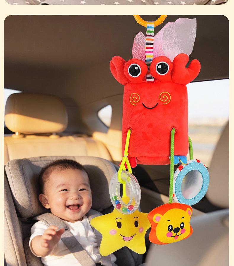 Crab Tissue Box Baby Stroller Pendant & Pull-Along Rattle Toy Safety Seat