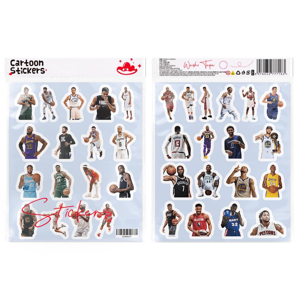 CheeseCat NBA Basketball Player Anime Waterproof Decorative for and PCs Stickers, Stickers, Multicolor, 103-Piece Set, Planners, Cars, Motorcycles,