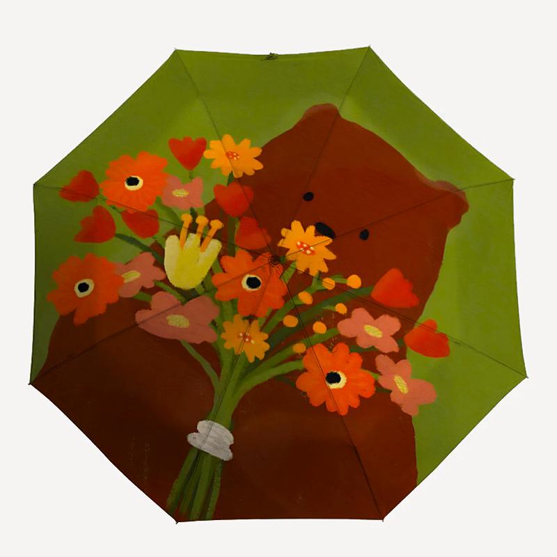 

1pc Flower Bear Umbrella That Opens Closes Automatically Perfect Gift with a Convenient Folding Mechanism 16