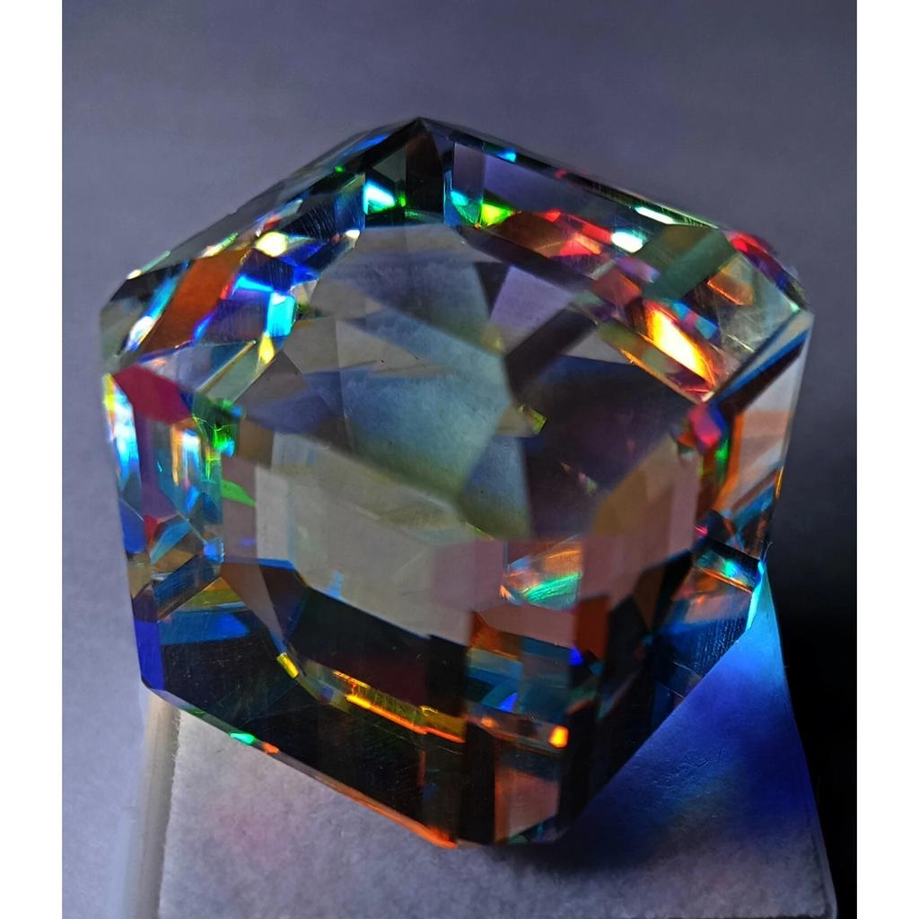 Beautiful Natural Mystic Topaz Rainbow Color 108.40 Ct Cube Cut Gemstone