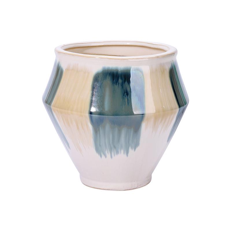 European-Style Hand-Painted Ceramic Flower Pot for Phalaenopsis - Luxurious Decorative Piece for Balcony or Living Room
