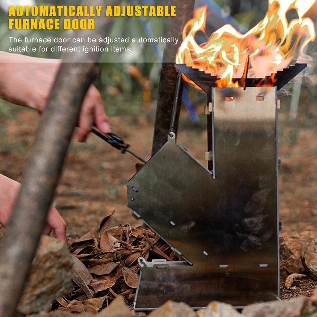 Camping Mini Wood Stove Portable Tent Firewood Stove Detachable Wood Burner Stainless Steel Rocket Stoves Picnic Pocket Grill