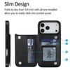 For iPhone 17/Air/17 Pro/17 Pro Max Wallet Case With Card Holder,PU Faux Leather Kickstand Card Slots Case,Double Magnetic Clasp