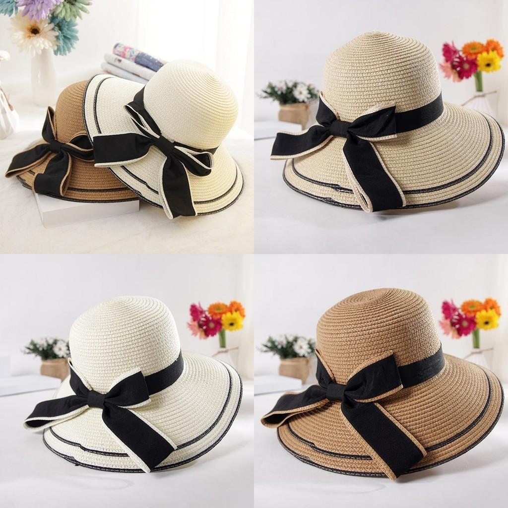 Fashionable Korean Style Large Bow Sun Hat For Women Summer Beach Hat With Wide Brim