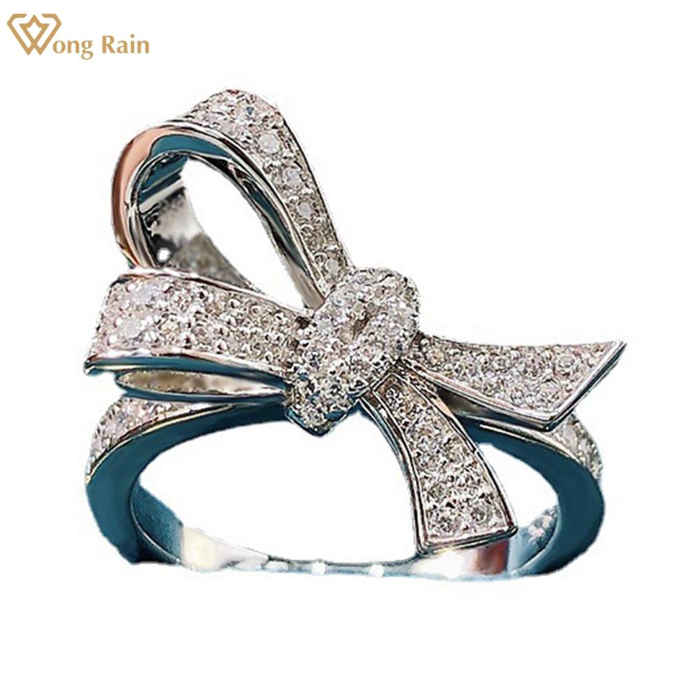 

Wong Rain 100% стерлинговое серебро 925 пробы с бантом AAAAA цирконы Свадебная вечеринка романтическое кольцо для женщин ювелирные изделия Рождественский подарок US 5 белый