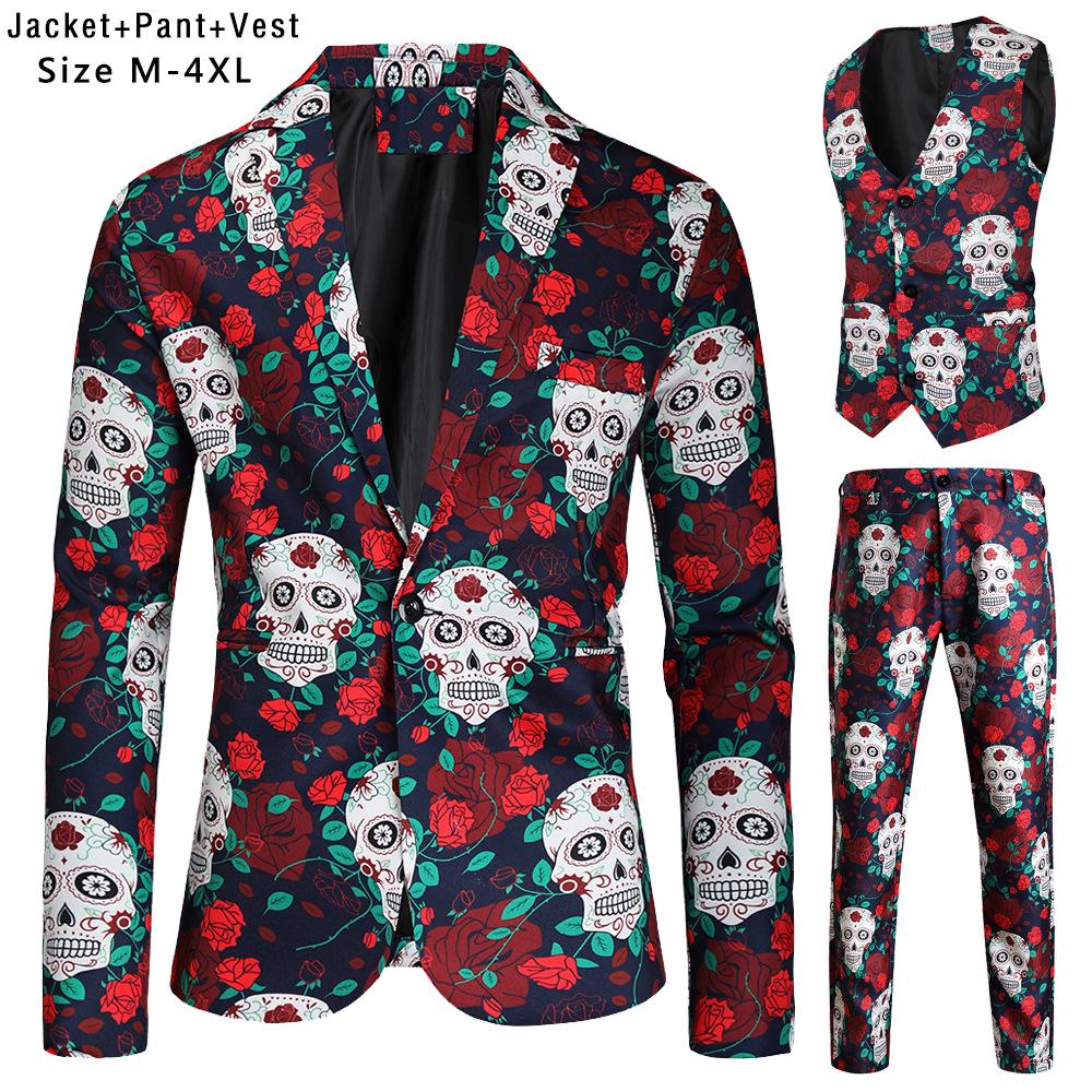 

Men s 3D Printed Casual Suit Three-Piece Set - Autumn/Winter 2021 Collection Extra Large (XL)