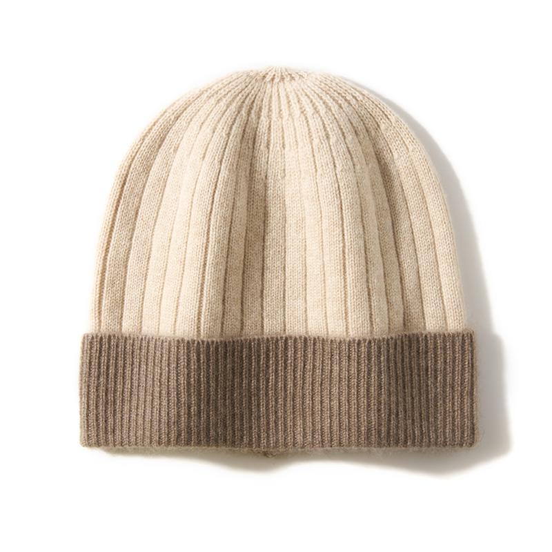 100% Pure Cashmere Knitted Hats for Autumn and Winter Women Fashionable Simple and Warm Hat Outdoor Windproof Hats Unisex