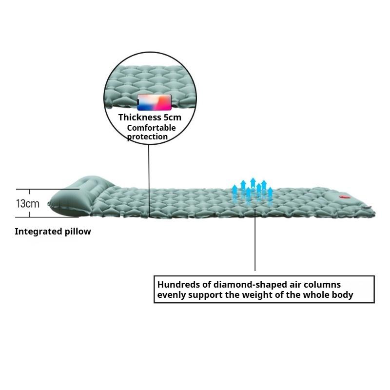 Outdoor Nylon TPU Inflatable Mat Portable Light Tent Mat Single