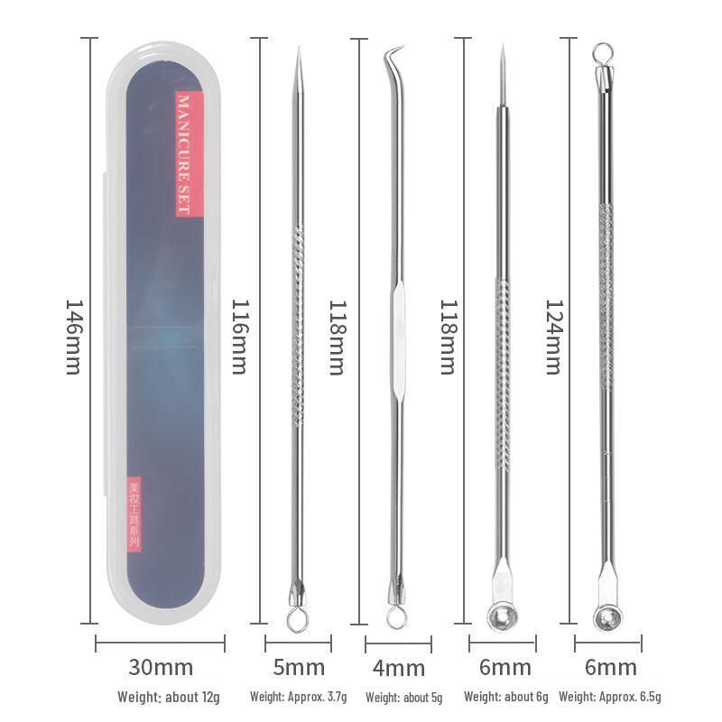 Electroplated Acne Needle 4-Piece Double-Head Blackhead and Beauty Set
