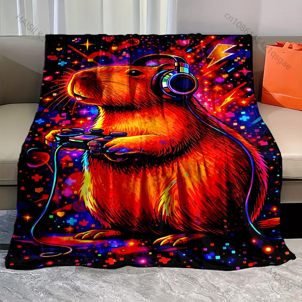 

1PC Guinea pig gaming, neon colors Print Adult Children Warm Blankets Home Travel Car Soft Comfortable Suitable for all seasons 75x90cm