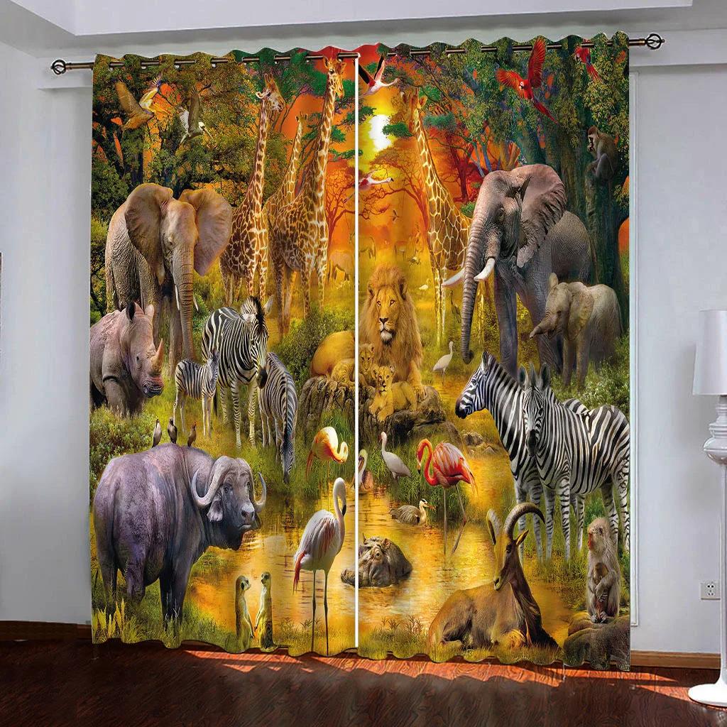 Animal Horse Dinosaur TigerOn Sale Blackout Window Curtain for Bedroom Living Room Bathroom Kicthen Door High Shading Hot