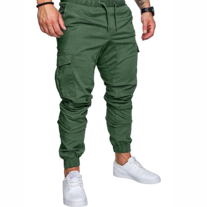 Fashion Long Pencil Pants Harem Trousers Big Pocket Slim Fit Fitness Men Casual Bottom