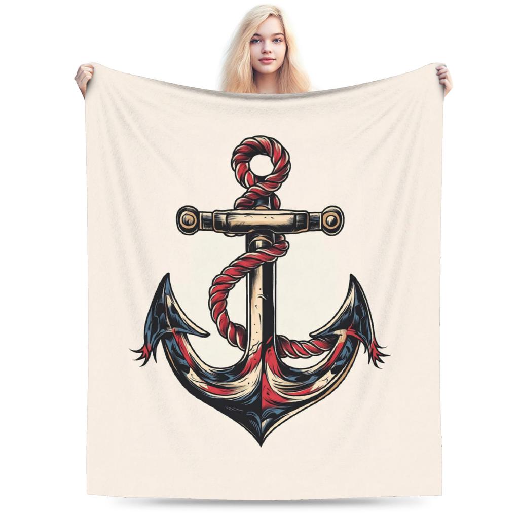 Nautical Anchor Boat Blankets Super Warm Novelty Plush Throw Blanket For Girls Boys Couch Bed Flannel Bedspread Bed Cover